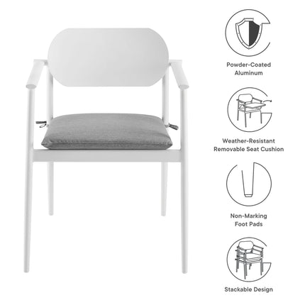 Modway EEI-7148 Aeris Stackable Outdoor Patio Aluminum Dining Armchair Set of 2 Modway