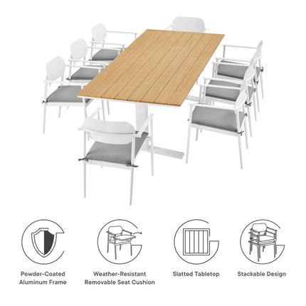 Modway EEI-7151 Aeris 9-Piece Outdoor Patio Aluminum Dining Set Modway