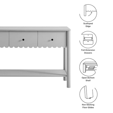 Modway EEI-7154 Emmeline 3-Drawer Scalloped Console Table Modway
