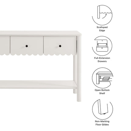 Modway EEI-7154 Emmeline 3-Drawer Scalloped Console Table Modway