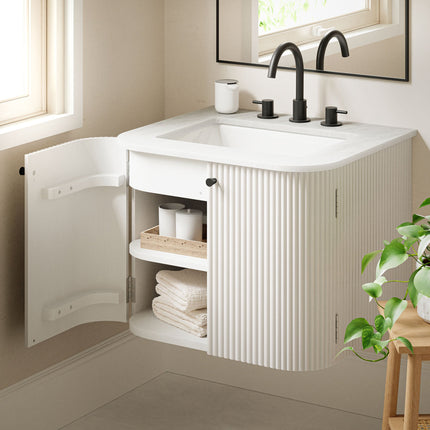 Modway EEI-7162 Zia 24" Wall-Mount Bathroom Vanity with Marble Sink Modway