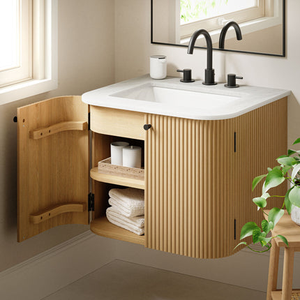 Modway EEI-7162 Zia 24" Wall-Mount Bathroom Vanity with Marble Sink Modway