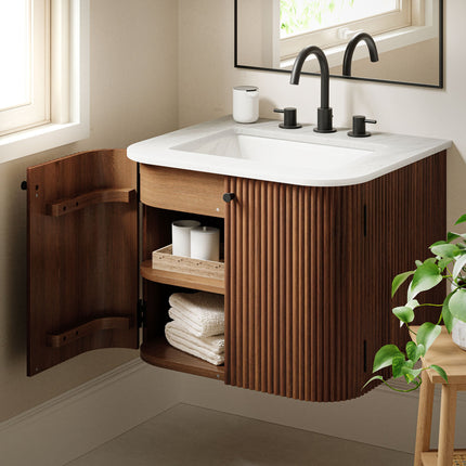 Modway EEI-7162 Zia 24" Wall-Mount Bathroom Vanity with Marble Sink Modway