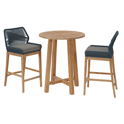 Modway EEI-7163 Wellspring 3-Piece Outdoor Patio Teak Wood Bar Set Modway
