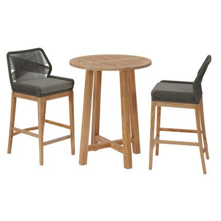 Modway EEI-7163 Wellspring 3-Piece Outdoor Patio Teak Wood Bar Set Modway
