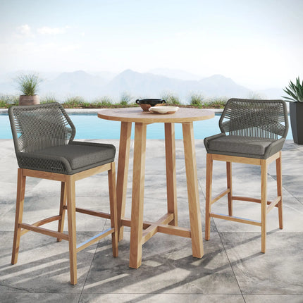 Modway EEI-7163 Wellspring 3-Piece Outdoor Patio Teak Wood Bar Set Modway