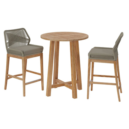 Modway EEI-7163 Wellspring 3-Piece Outdoor Patio Teak Wood Bar Set Modway