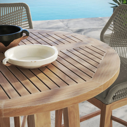 Modway EEI-7163 Wellspring 3-Piece Outdoor Patio Teak Wood Bar Set Modway