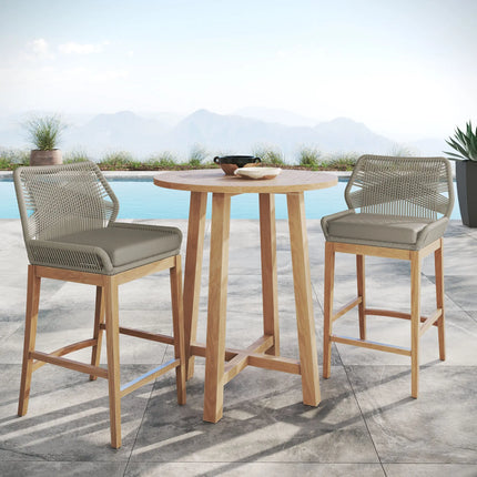 Modway EEI-7163 Wellspring 3-Piece Outdoor Patio Teak Wood Bar Set Modway