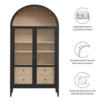 Modway EEI-7168 Nolan 74" Tall Wide Arched Storage Display Cabinet Modway