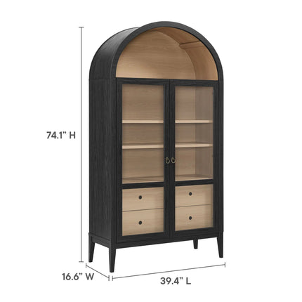 Modway EEI-7168 Nolan 74" Tall Wide Arched Storage Display Cabinet Modway