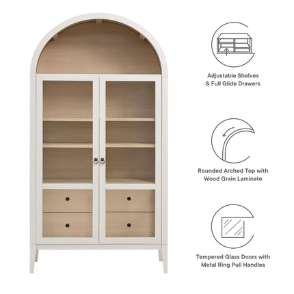 Modway EEI-7168 Nolan 74" Tall Wide Arched Storage Display Cabinet Modway