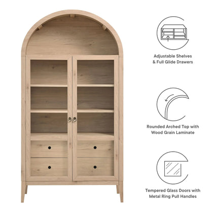 Modway EEI-7168 Nolan 74" Tall Wide Arched Storage Display Cabinet Modway