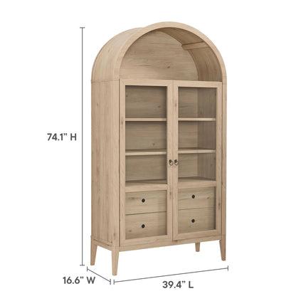 Modway EEI-7168 Nolan 74" Tall Wide Arched Storage Display Cabinet Modway