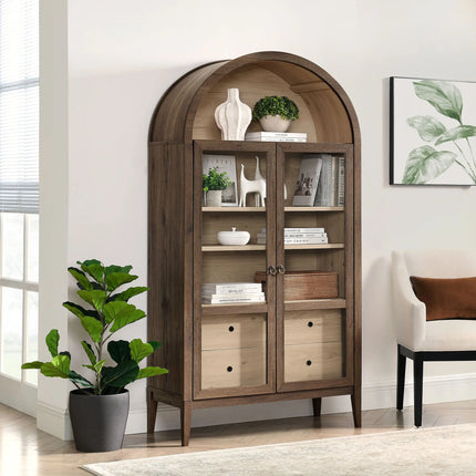 Modway EEI-7168 Nolan 74" Tall Wide Arched Storage Display Cabinet Modway