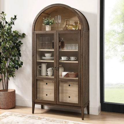 Modway EEI-7168 Nolan 74" Tall Wide Arched Storage Display Cabinet Modway