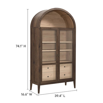 Modway EEI-7168 Nolan 74" Tall Wide Arched Storage Display Cabinet Modway