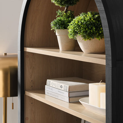 Modway EEI-7169 Nolan 74" Tall Wide Arched Storage Display Cabinet Bookshelf Modway