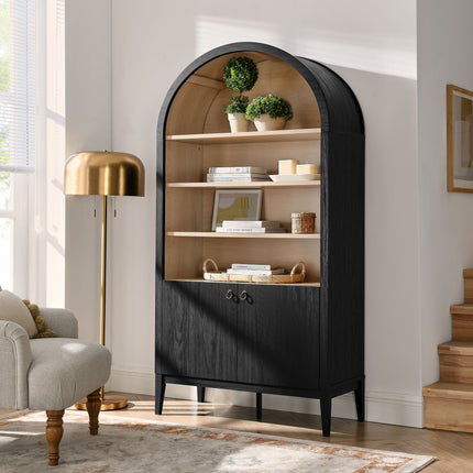 Modway EEI-7169 Nolan 74" Tall Wide Arched Storage Display Cabinet Bookshelf Modway