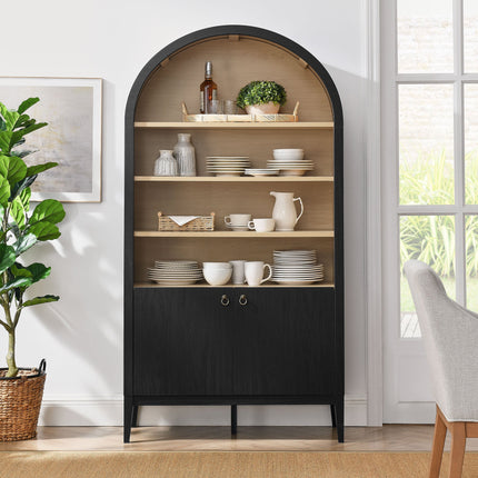 Modway EEI-7169 Nolan 74" Tall Wide Arched Storage Display Cabinet Bookshelf Modway