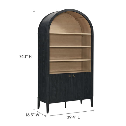 Modway EEI-7169 Nolan 74" Tall Wide Arched Storage Display Cabinet Bookshelf Modway