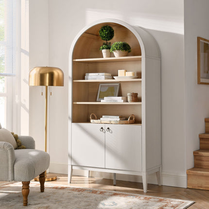 Modway EEI-7169 Nolan 74" Tall Wide Arched Storage Display Cabinet Bookshelf Modway