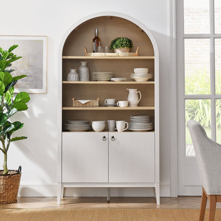 Modway EEI-7169 Nolan 74" Tall Wide Arched Storage Display Cabinet Bookshelf Modway
