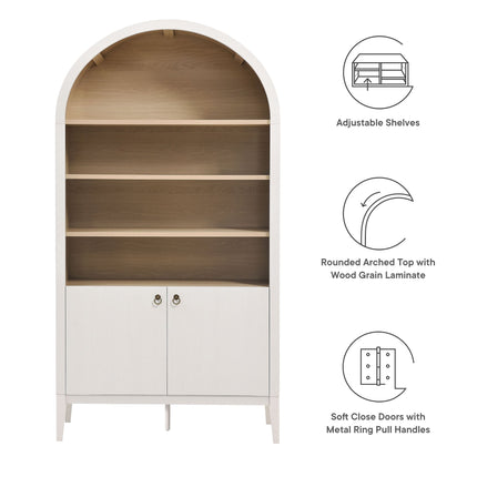 Modway EEI-7169 Nolan 74" Tall Wide Arched Storage Display Cabinet Bookshelf Modway