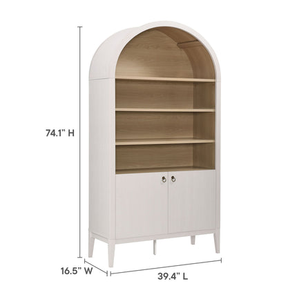 Modway EEI-7169 Nolan 74" Tall Wide Arched Storage Display Cabinet Bookshelf Modway