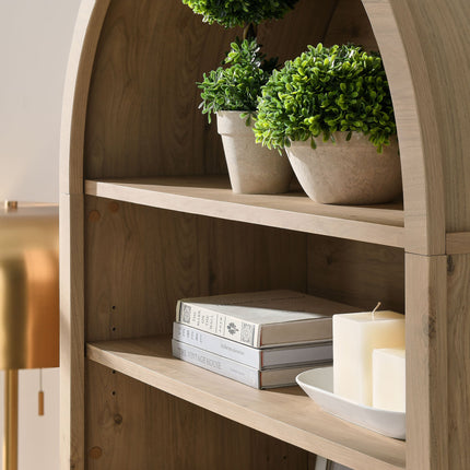 Modway EEI-7169 Nolan 74" Tall Wide Arched Storage Display Cabinet Bookshelf Modway