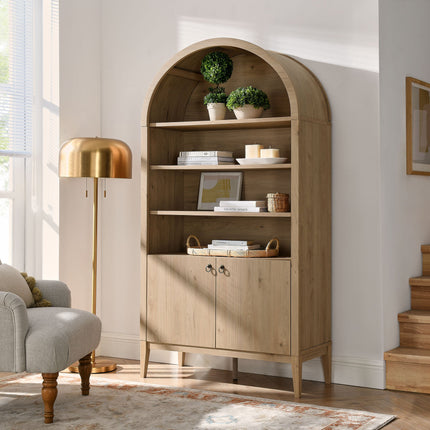 Modway EEI-7169 Nolan 74" Tall Wide Arched Storage Display Cabinet Bookshelf Modway