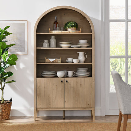 Modway EEI-7169 Nolan 74" Tall Wide Arched Storage Display Cabinet Bookshelf Modway