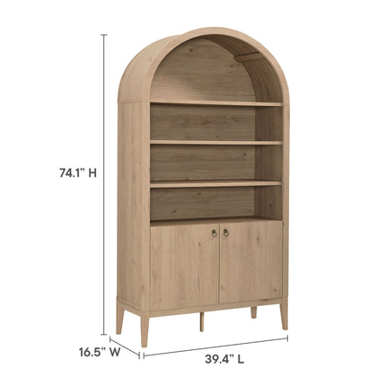 Modway EEI-7169 Nolan 74" Tall Wide Arched Storage Display Cabinet Bookshelf Modway