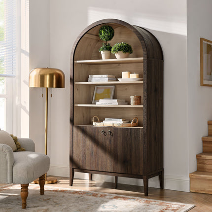 Modway EEI-7169 Nolan 74" Tall Wide Arched Storage Display Cabinet Bookshelf Modway