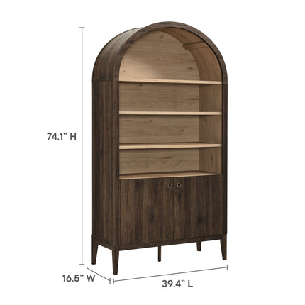 Modway EEI-7169 Nolan 74" Tall Wide Arched Storage Display Cabinet Bookshelf Modway