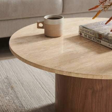 Modway EEI-7170 Kioni Round Travertine Coffee Table Modway
