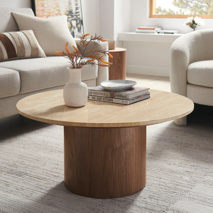 Modway EEI-7170 Kioni Round Travertine Coffee Table Modway