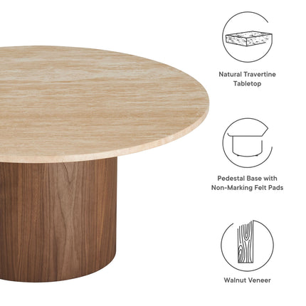 Modway EEI-7170 Kioni Round Travertine Coffee Table Modway