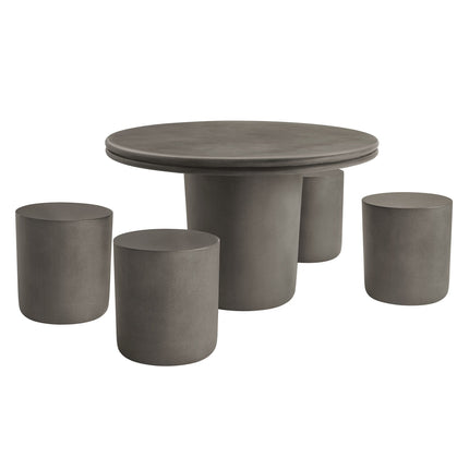 Modway EEI-7172 Brion Indoor - Outdoor Patio Concrete 5 Piece Dining Table Set Modway