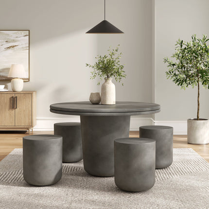 Modway EEI-7172 Brion Indoor - Outdoor Patio Concrete 5 Piece Dining Table Set Modway