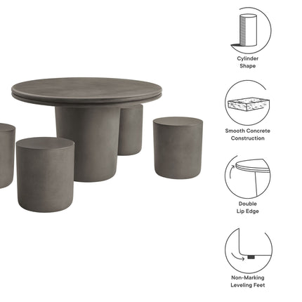 Modway EEI-7172 Brion Indoor - Outdoor Patio Concrete 5 Piece Dining Table Set Modway