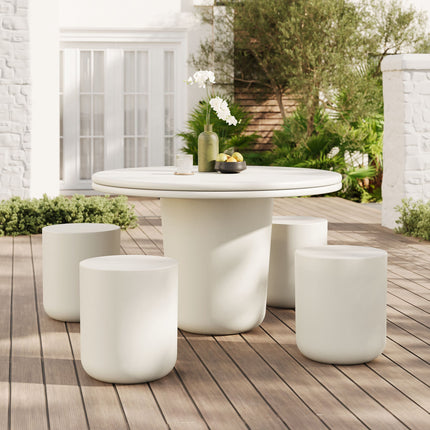 Modway EEI-7172 Brion Indoor - Outdoor Patio Concrete 5 Piece Dining Table Set Modway