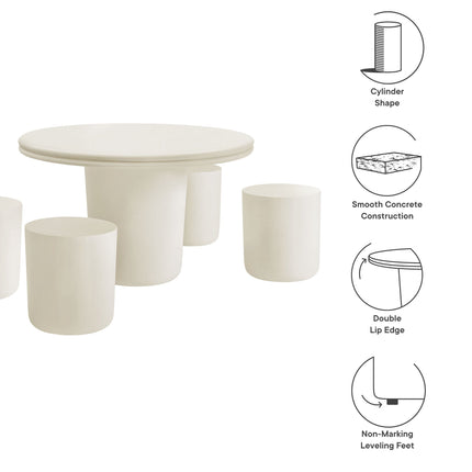 Modway EEI-7172 Brion Indoor - Outdoor Patio Concrete 5 Piece Dining Table Set Modway
