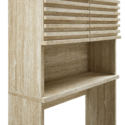 Modway EEI-7177 Render Over the Toilet Faux Travertine Bathroom Storage Cabinet Modway