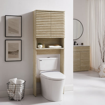 Modway EEI-7177 Render Over the Toilet Faux Travertine Bathroom Storage Cabinet Modway