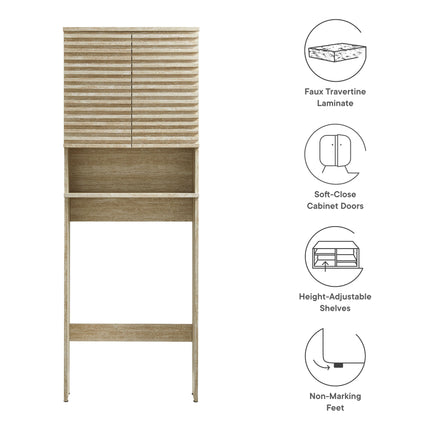 Modway EEI-7177 Render Over the Toilet Faux Travertine Bathroom Storage Cabinet Modway