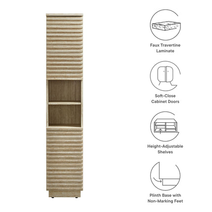 Modway EEI-7178 Render Tall Narrow Faux Travertine Linen Storage Cabinet Modway