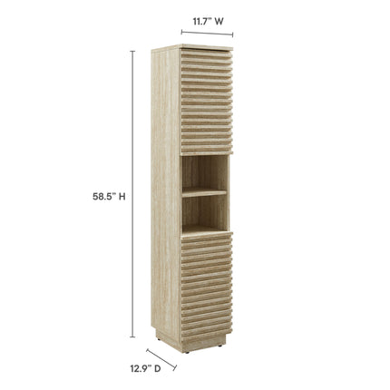 Modway EEI-7178 Render Tall Narrow Faux Travertine Linen Storage Cabinet Modway