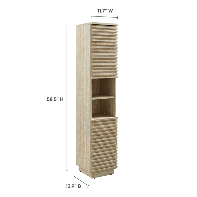 Modway EEI-7178 Render Tall Narrow Faux Travertine Linen Storage Cabinet Modway