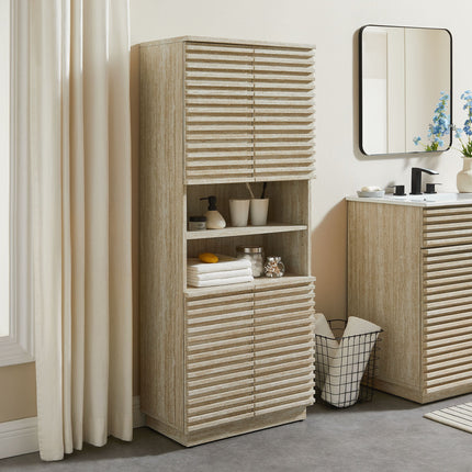 Modway EEI-7179 Render Tall Faux Travertine Linen Storage Cabinet Modway